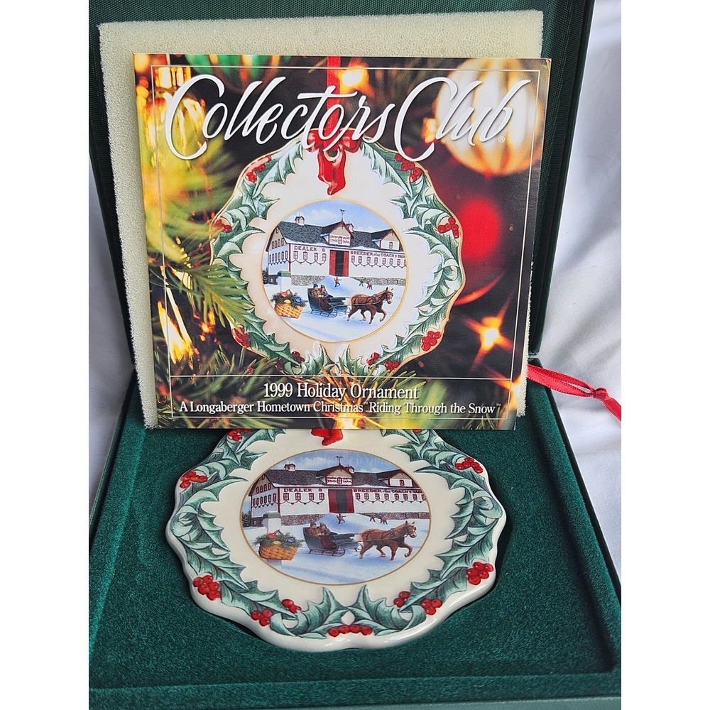 LONGABERGER Collectors Club 1999 Hometown Christmas Riding Thru Snow Ornament